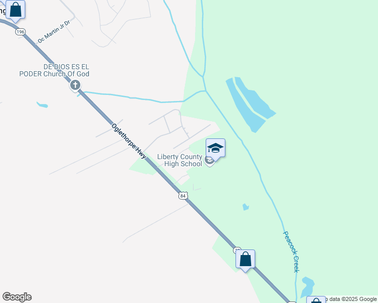 map of restaurants, bars, coffee shops, grocery stores, and more near 185 John Mann Road in Hinesville
