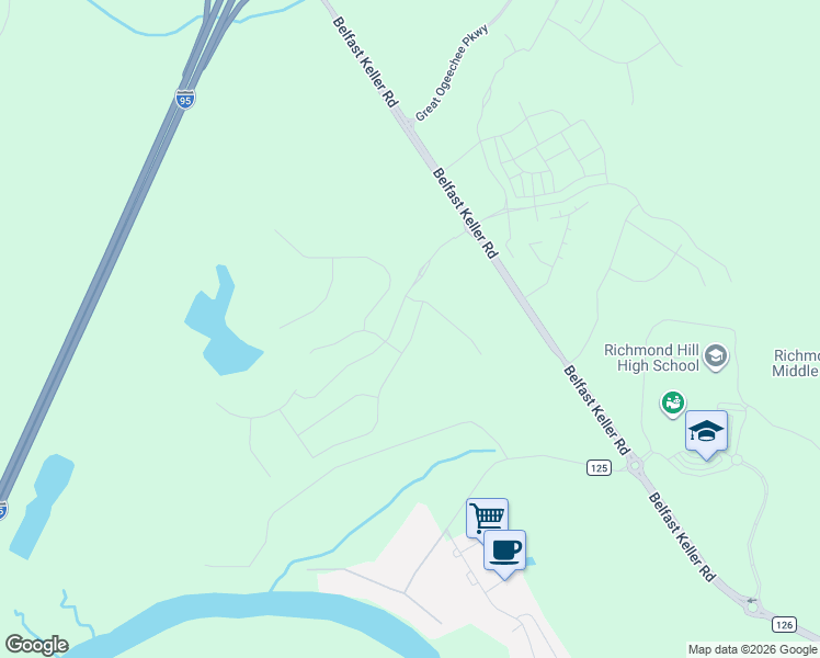 map of restaurants, bars, coffee shops, grocery stores, and more near 116 Bull Run Road in Richmond Hill
