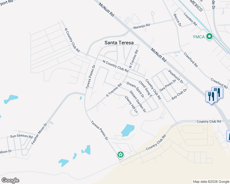 map of restaurants, bars, coffee shops, grocery stores, and more near 116 Ivy Hill Court in Santa Teresa