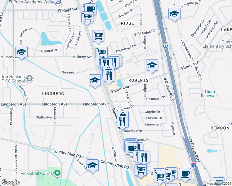 map of restaurants, bars, coffee shops, grocery stores, and more near 5218 Doniphan Drive in El Paso