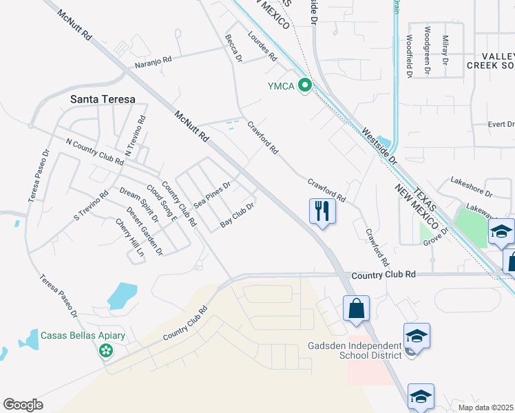 map of restaurants, bars, coffee shops, grocery stores, and more near 209 Bay Club Drive in Santa Teresa
