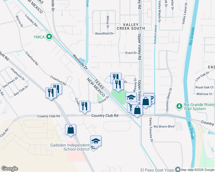 map of restaurants, bars, coffee shops, grocery stores, and more near 840 Lakeway Drive in El Paso
