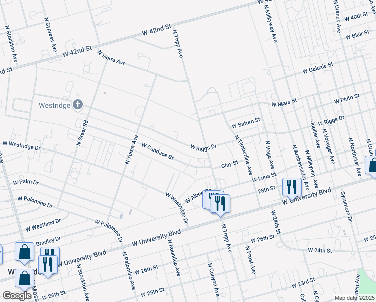 map of restaurants, bars, coffee shops, grocery stores, and more near 9021-9041 West Riggs Drive in Odessa