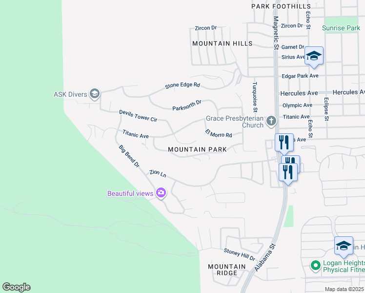 map of restaurants, bars, coffee shops, grocery stores, and more near 3112 Devils Tower Circle in El Paso
