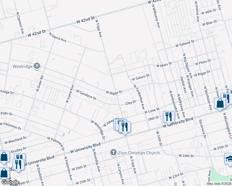 map of restaurants, bars, coffee shops, grocery stores, and more near 3212 North Tripp Avenue in Odessa
