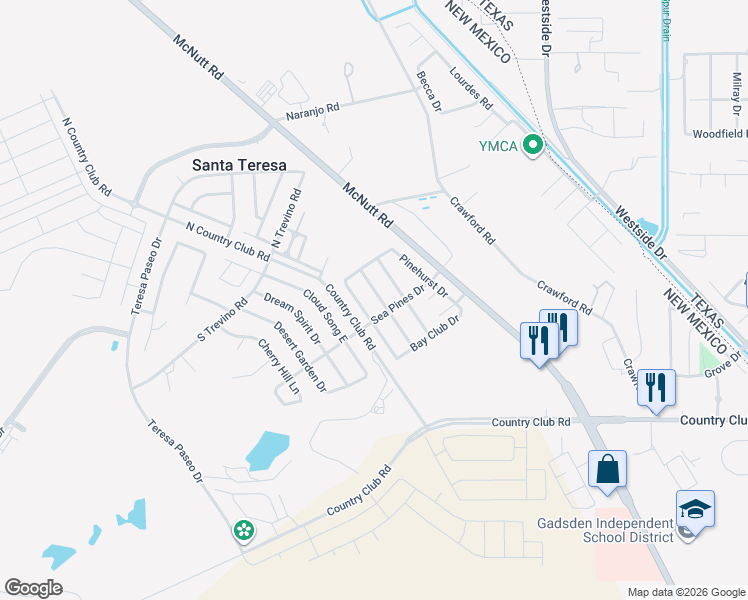 map of restaurants, bars, coffee shops, grocery stores, and more near 129 Augusta Drive in Santa Teresa