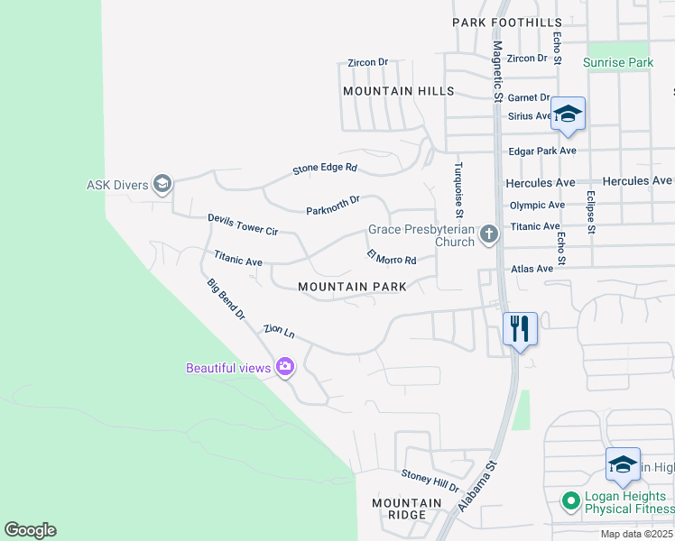 map of restaurants, bars, coffee shops, grocery stores, and more near 3112 Devils Tower Circle in El Paso