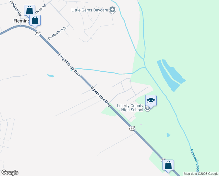 map of restaurants, bars, coffee shops, grocery stores, and more near 255 West Daryl Drive in Hinesville