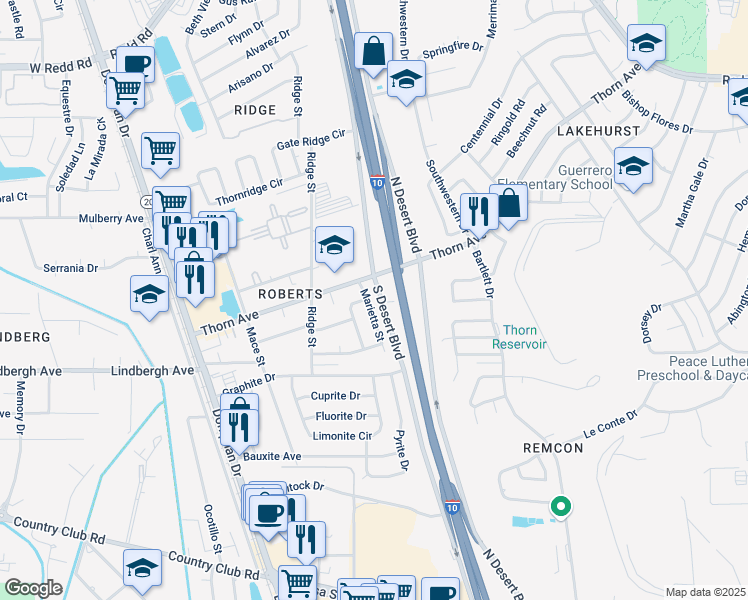map of restaurants, bars, coffee shops, grocery stores, and more near 5236 Marietta Street in El Paso