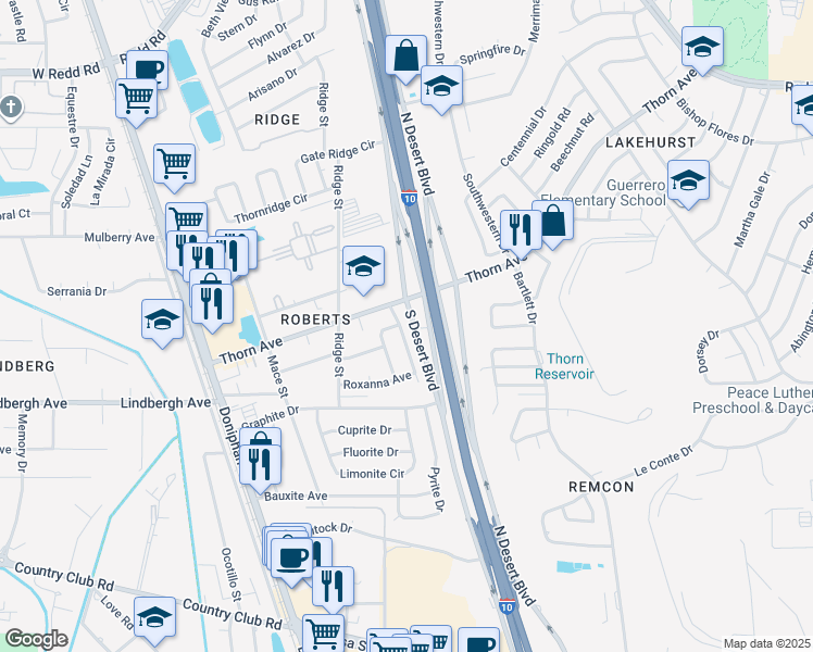 map of restaurants, bars, coffee shops, grocery stores, and more near 5236 Marietta Street in El Paso