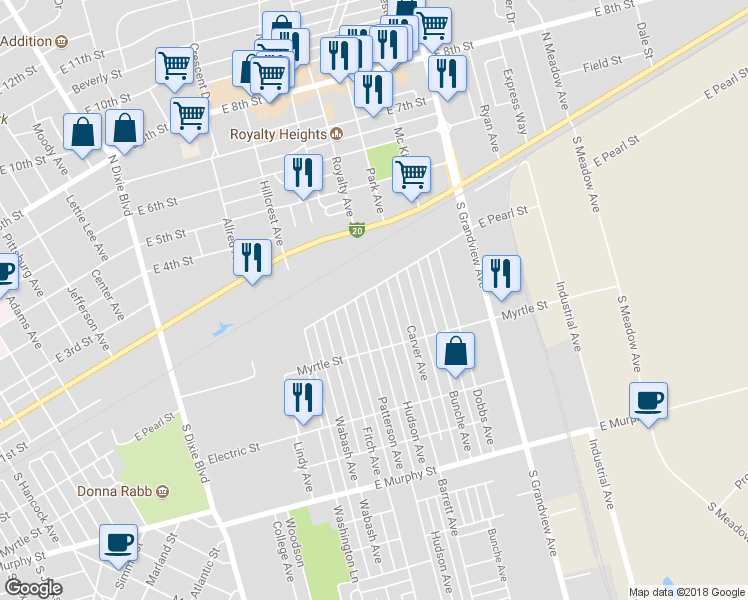 map of restaurants, bars, coffee shops, grocery stores, and more near 204 Hudson Avenue in Odessa