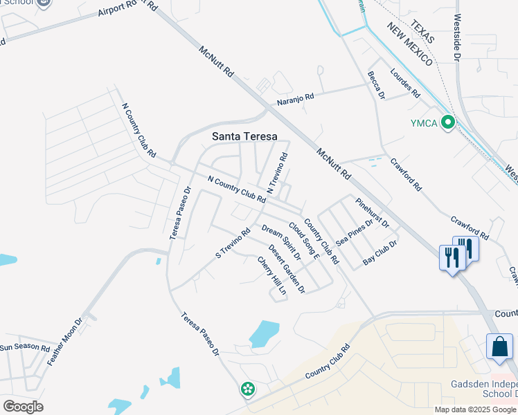 map of restaurants, bars, coffee shops, grocery stores, and more near 100 Cloud Song in Santa Teresa