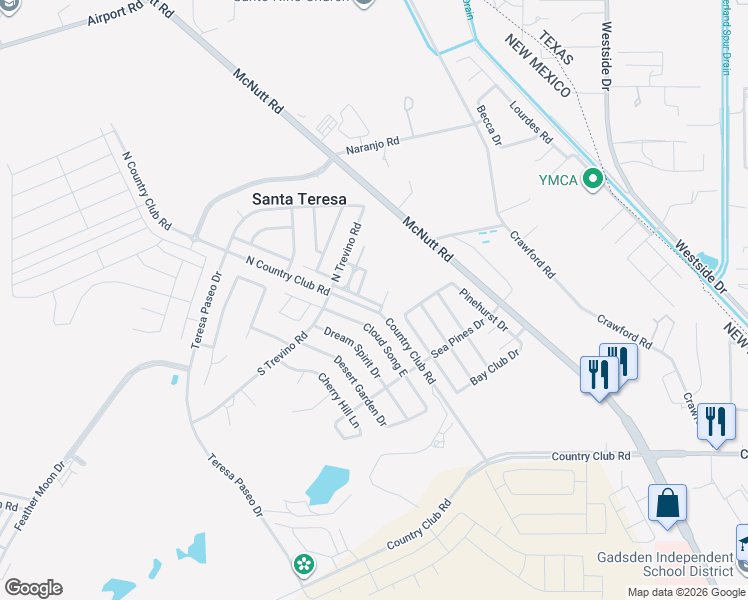 map of restaurants, bars, coffee shops, grocery stores, and more near 100 Golden Sand Drive in Santa Teresa