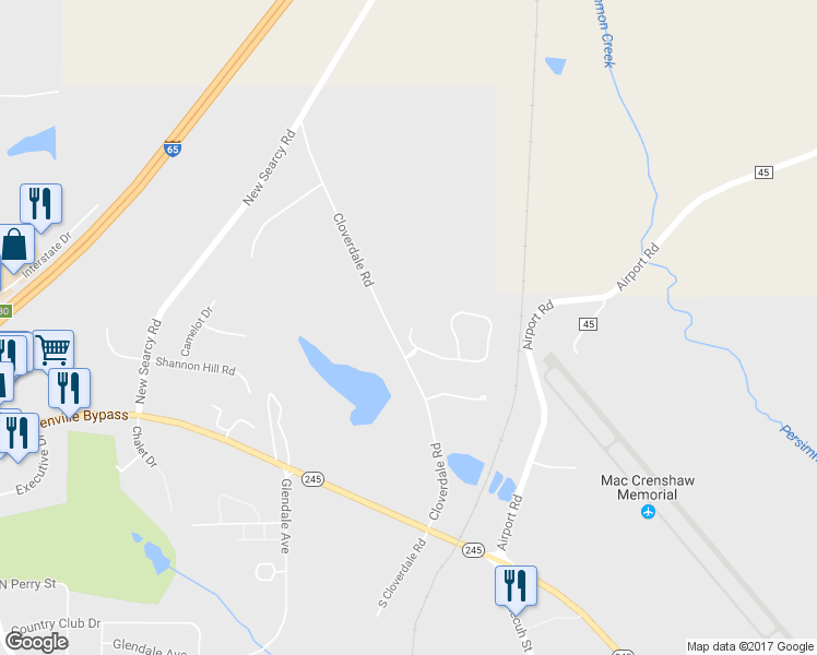 map of restaurants, bars, coffee shops, grocery stores, and more near 127 Cloverhill Drive in Greenville