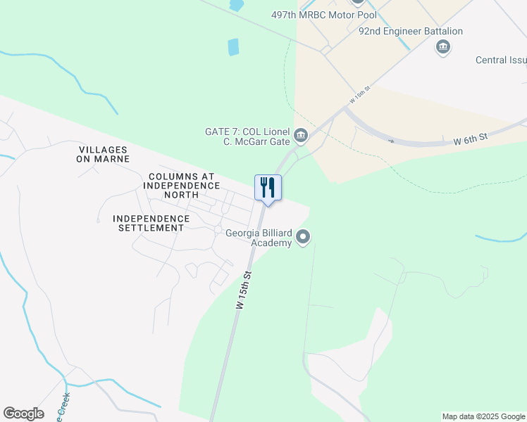 map of restaurants, bars, coffee shops, grocery stores, and more near 15th Saint Exd in Hinesville