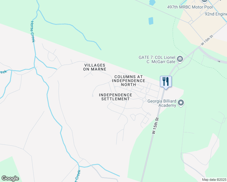 map of restaurants, bars, coffee shops, grocery stores, and more near 32 Wythe Street in Hinesville