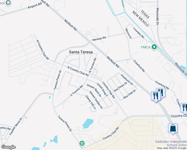 map of restaurants, bars, coffee shops, grocery stores, and more near 100 Golden Sand Drive in Santa Teresa