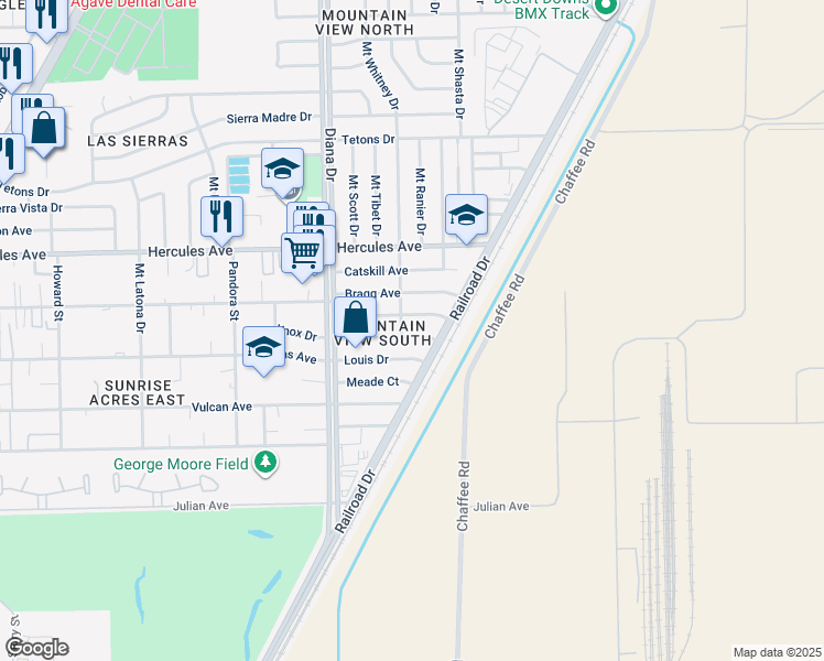 map of restaurants, bars, coffee shops, grocery stores, and more near 5105 Knox Drive in El Paso