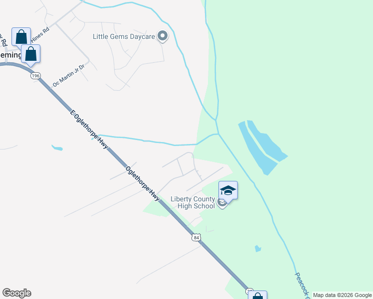 map of restaurants, bars, coffee shops, grocery stores, and more near 101 West Daryl Drive in Hinesville