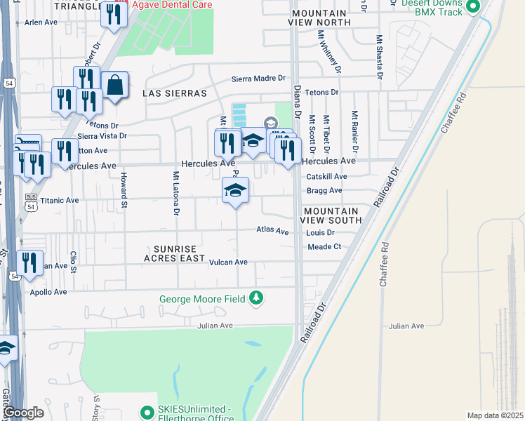 map of restaurants, bars, coffee shops, grocery stores, and more near 4928 Knox Drive in El Paso