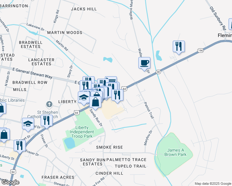 map of restaurants, bars, coffee shops, grocery stores, and more near 915 General Stewart Way in Hinesville