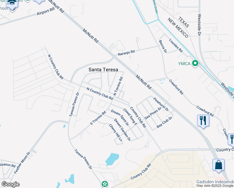 map of restaurants, bars, coffee shops, grocery stores, and more near 100 Cloud Song in Santa Teresa