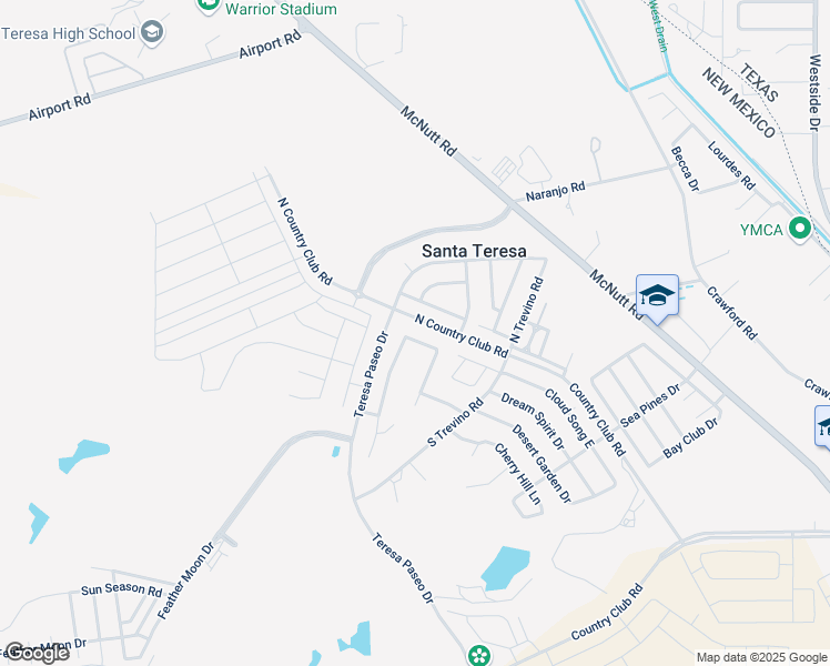 map of restaurants, bars, coffee shops, grocery stores, and more near 116 Apache Silver in Santa Teresa
