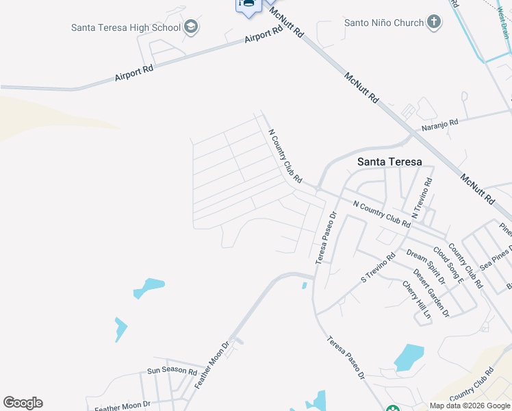 map of restaurants, bars, coffee shops, grocery stores, and more near Country Club Road in Santa Teresa