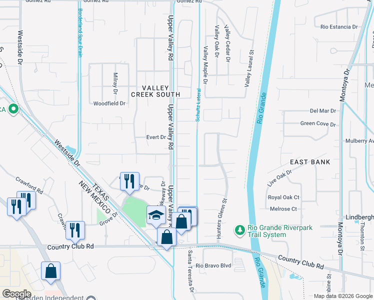 map of restaurants, bars, coffee shops, grocery stores, and more near 658 Nenna Court in El Paso