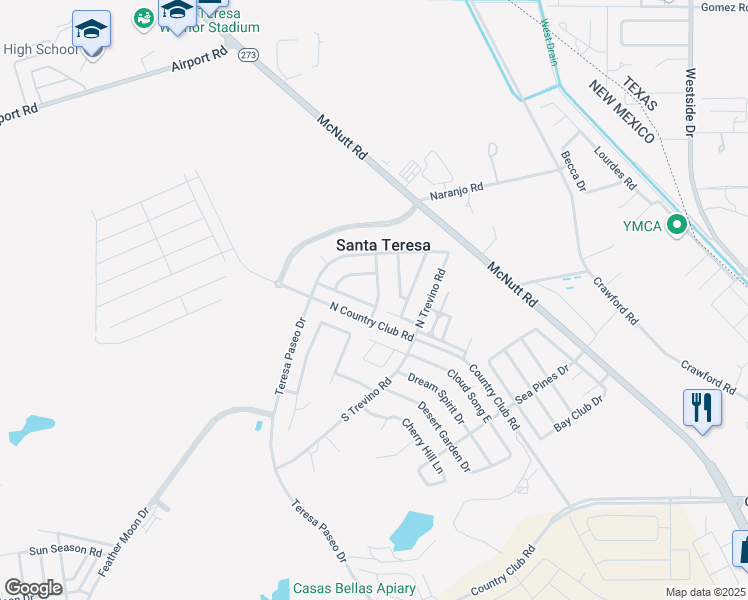 map of restaurants, bars, coffee shops, grocery stores, and more near 139 Apache Silver Road in Santa Teresa