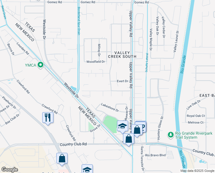 map of restaurants, bars, coffee shops, grocery stores, and more near 769 Clay Court in El Paso