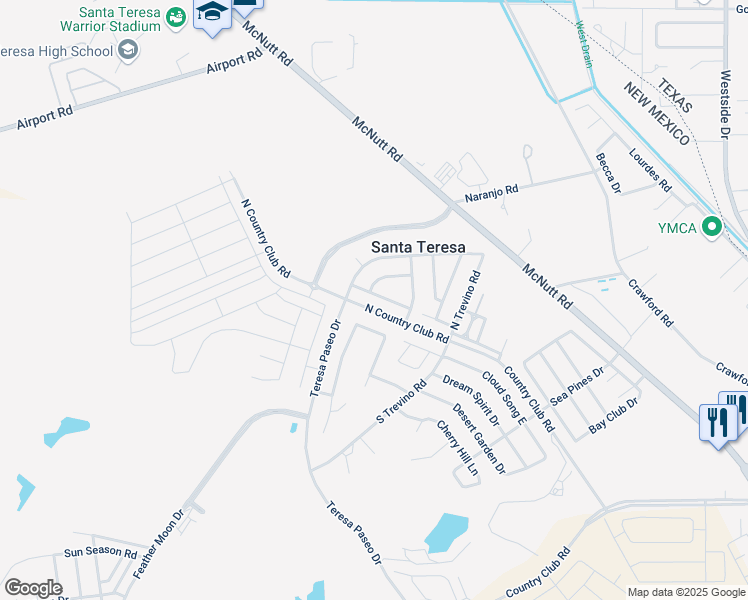 map of restaurants, bars, coffee shops, grocery stores, and more near 116 Apache Silver Road in Santa Teresa