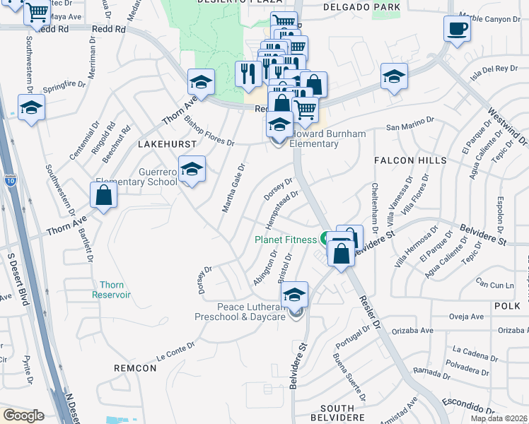 map of restaurants, bars, coffee shops, grocery stores, and more near 712 Dorsey Dr in El Paso