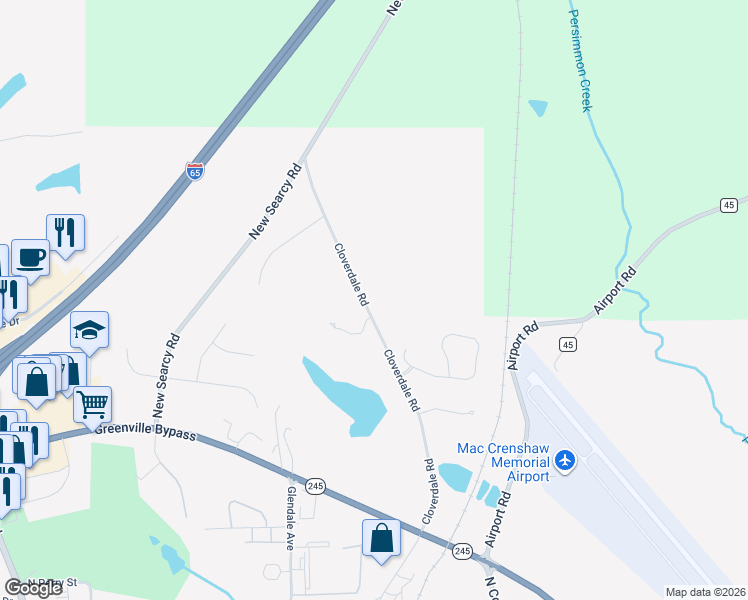 map of restaurants, bars, coffee shops, grocery stores, and more near 558 Cloverdale Road in Greenville