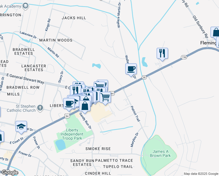 map of restaurants, bars, coffee shops, grocery stores, and more near 992 Oglethorpe Highway in Hinesville