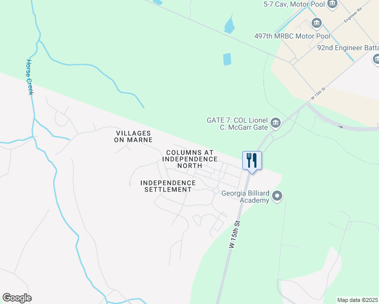 map of restaurants, bars, coffee shops, grocery stores, and more near 138 Gambrell Road in Hinesville