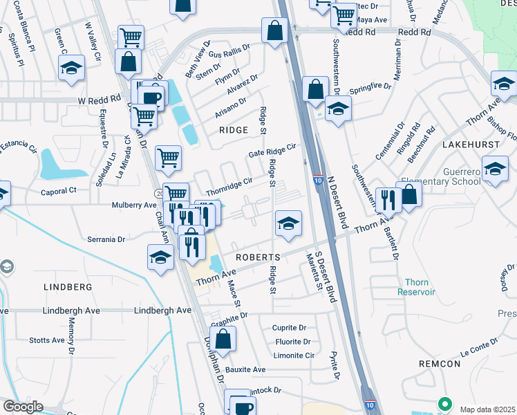 map of restaurants, bars, coffee shops, grocery stores, and more near 109 Hilary Circle in El Paso