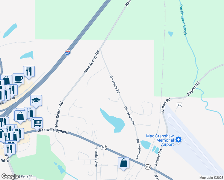 map of restaurants, bars, coffee shops, grocery stores, and more near 551 Cloverdale Road in Greenville