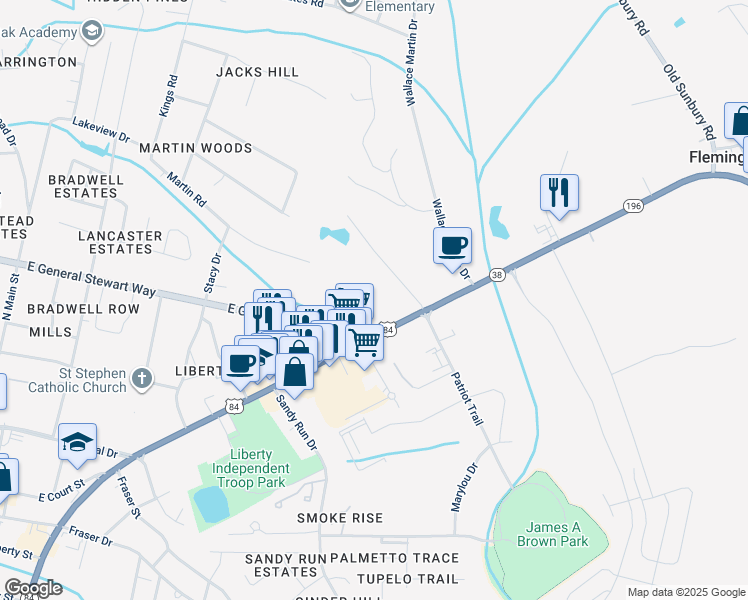 map of restaurants, bars, coffee shops, grocery stores, and more near 992 Oglethorpe Highway in Hinesville