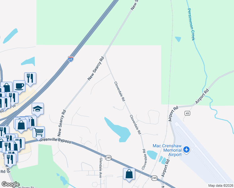 map of restaurants, bars, coffee shops, grocery stores, and more near 551 Cloverdale Road in Greenville