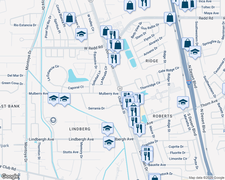 map of restaurants, bars, coffee shops, grocery stores, and more near 191 Mulberry Avenue in El Paso