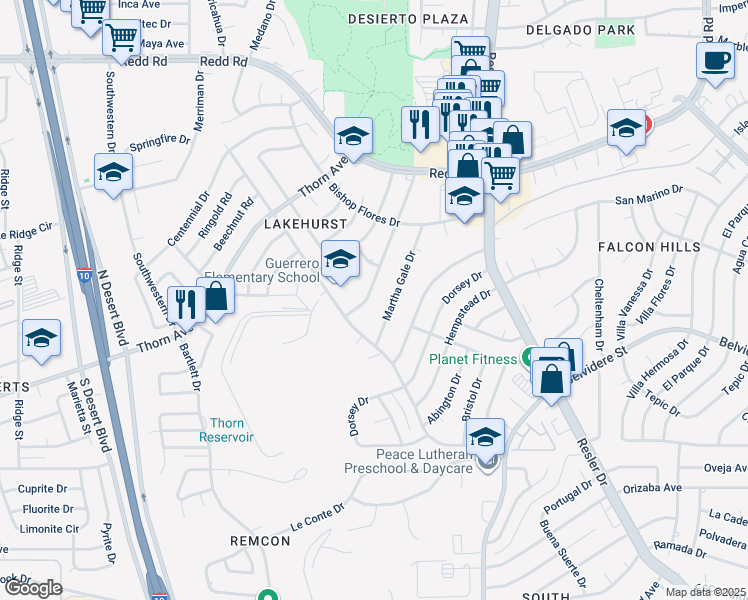 map of restaurants, bars, coffee shops, grocery stores, and more near 624 Arredondo Drive in El Paso
