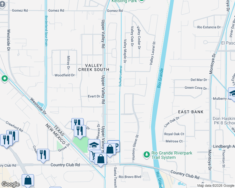 map of restaurants, bars, coffee shops, grocery stores, and more near 648 Country Oaks Drive in El Paso