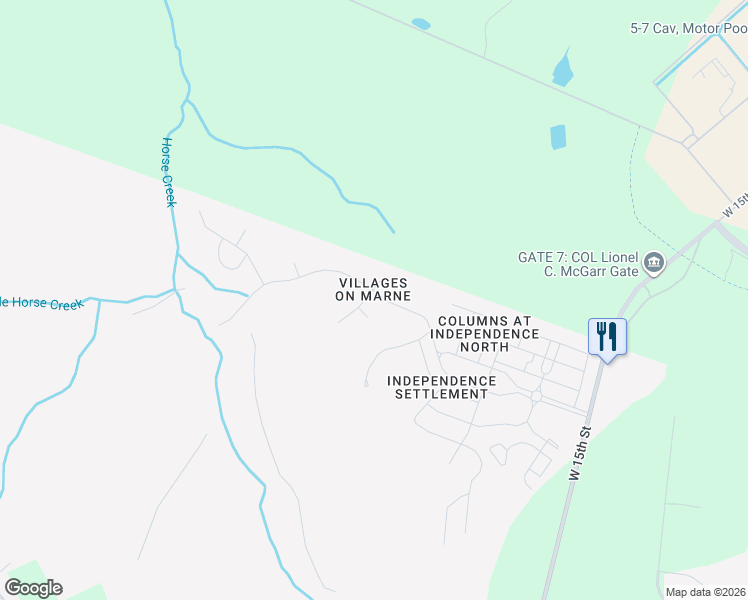 map of restaurants, bars, coffee shops, grocery stores, and more near 1055 Marne Boulevard in Hinesville