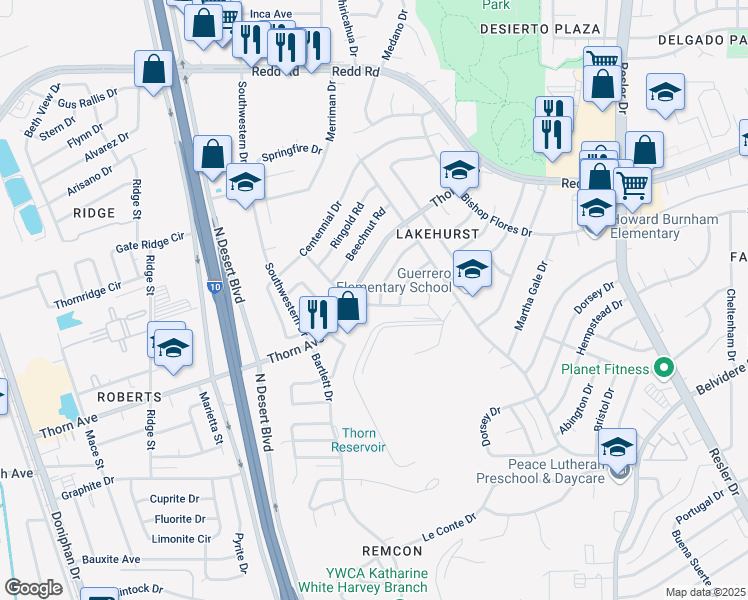 map of restaurants, bars, coffee shops, grocery stores, and more near 8520 Saratoga Drive in El Paso