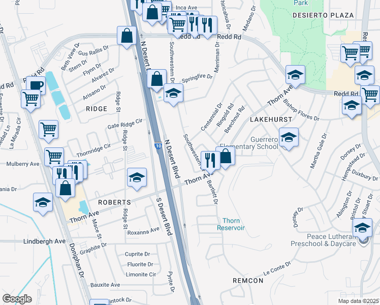 map of restaurants, bars, coffee shops, grocery stores, and more near 8660 Centennial Drive in El Paso