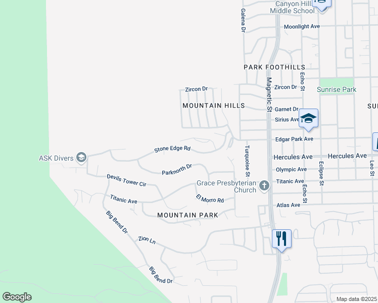 map of restaurants, bars, coffee shops, grocery stores, and more near 3124 Stone Edge Road in El Paso