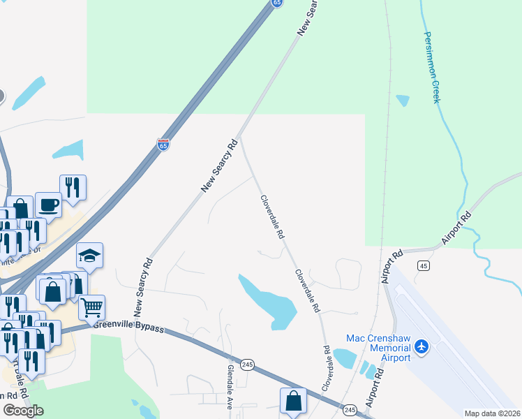 map of restaurants, bars, coffee shops, grocery stores, and more near 558 Cloverdale Road in Greenville