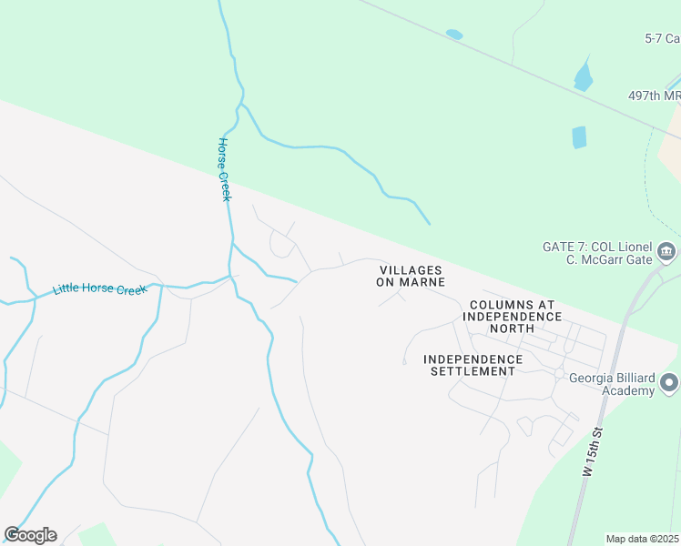 map of restaurants, bars, coffee shops, grocery stores, and more near 1081 Marne Boulevard in Hinesville