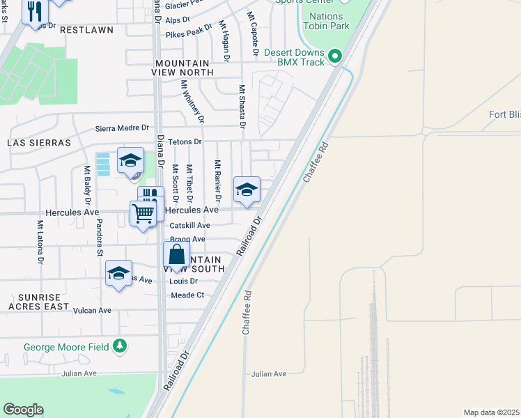 map of restaurants, bars, coffee shops, grocery stores, and more near 5209 Hercules Avenue in El Paso